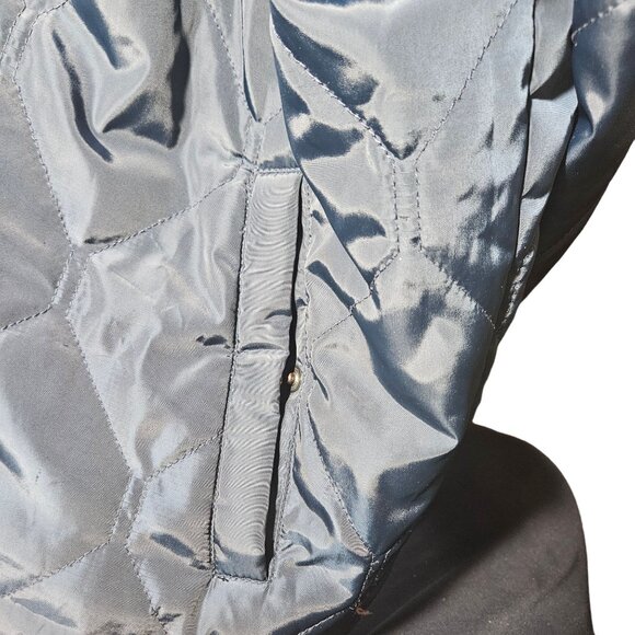 Sovereign Code Mens Quilted Bomber Jacket Large Navy Blue Zip Pocket Nylon & Pol - Picture 4 of 5